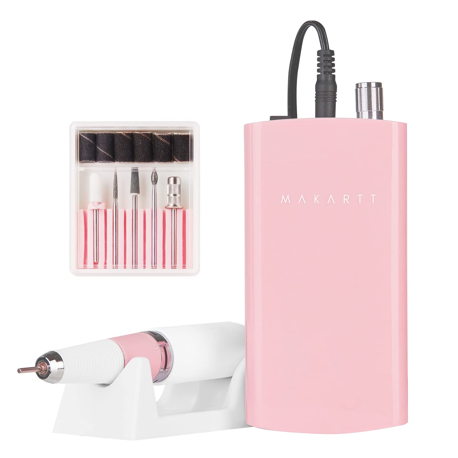Makartt Malory pink nail drill front view for precise shaping
