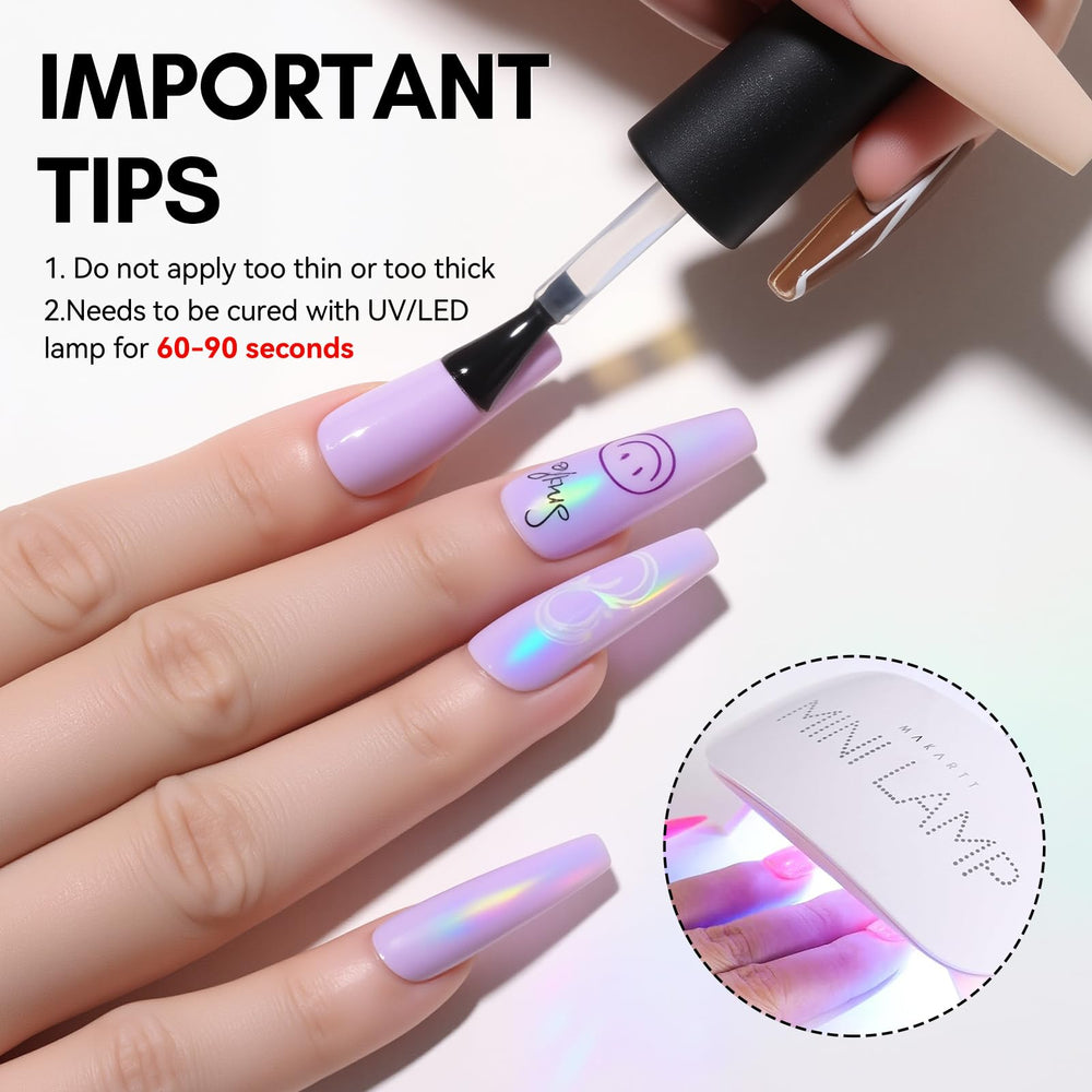 Makartt Top Coat compatible with all gel polishes and poly gels.