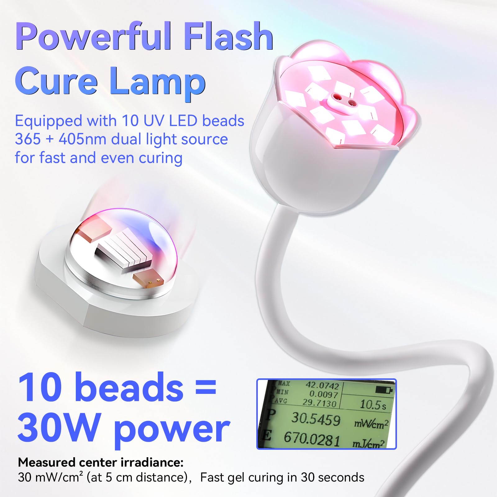Makartt Mini UV Light auto-sensor close-up showing hands during cure.