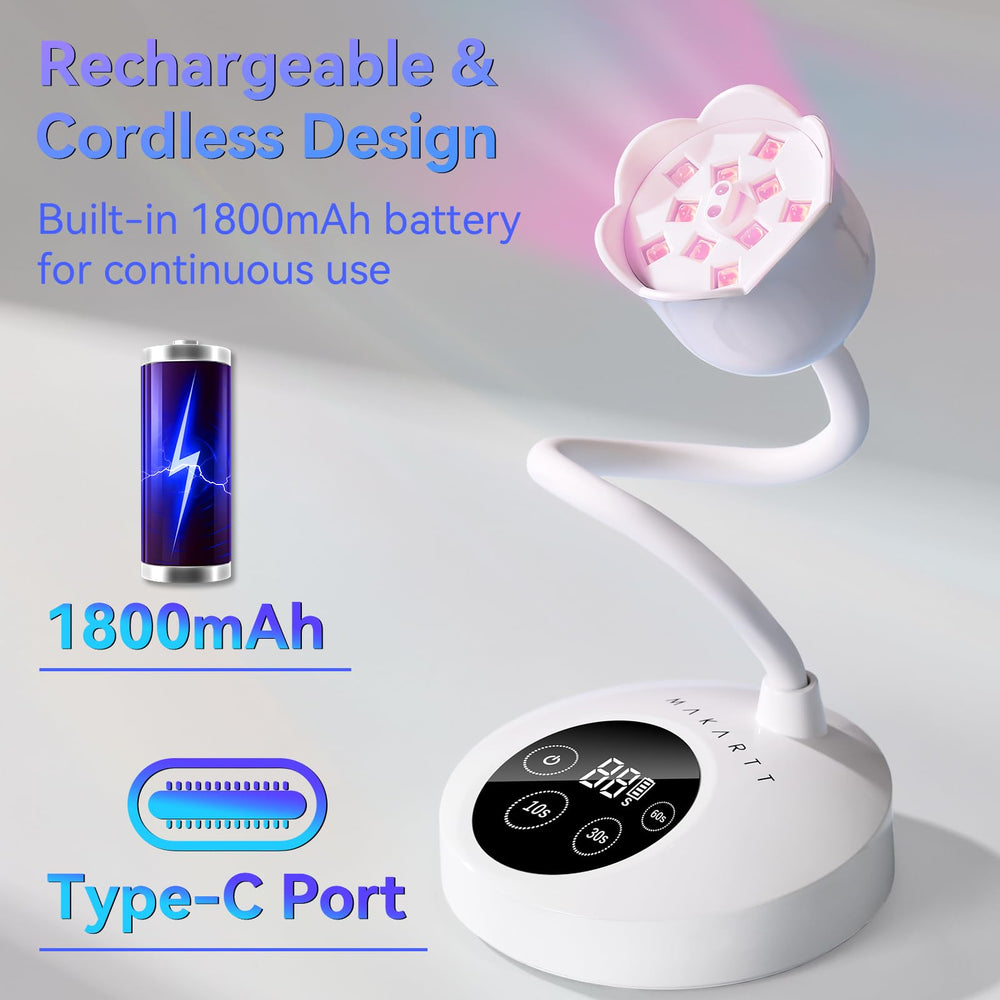 Makartt Mini UV Light with four timer settings for customizable curing sessions.