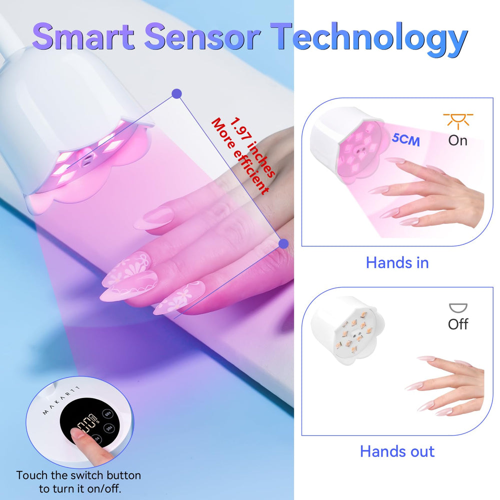 Makartt Mini UV Light compact portable size on a manicure station.