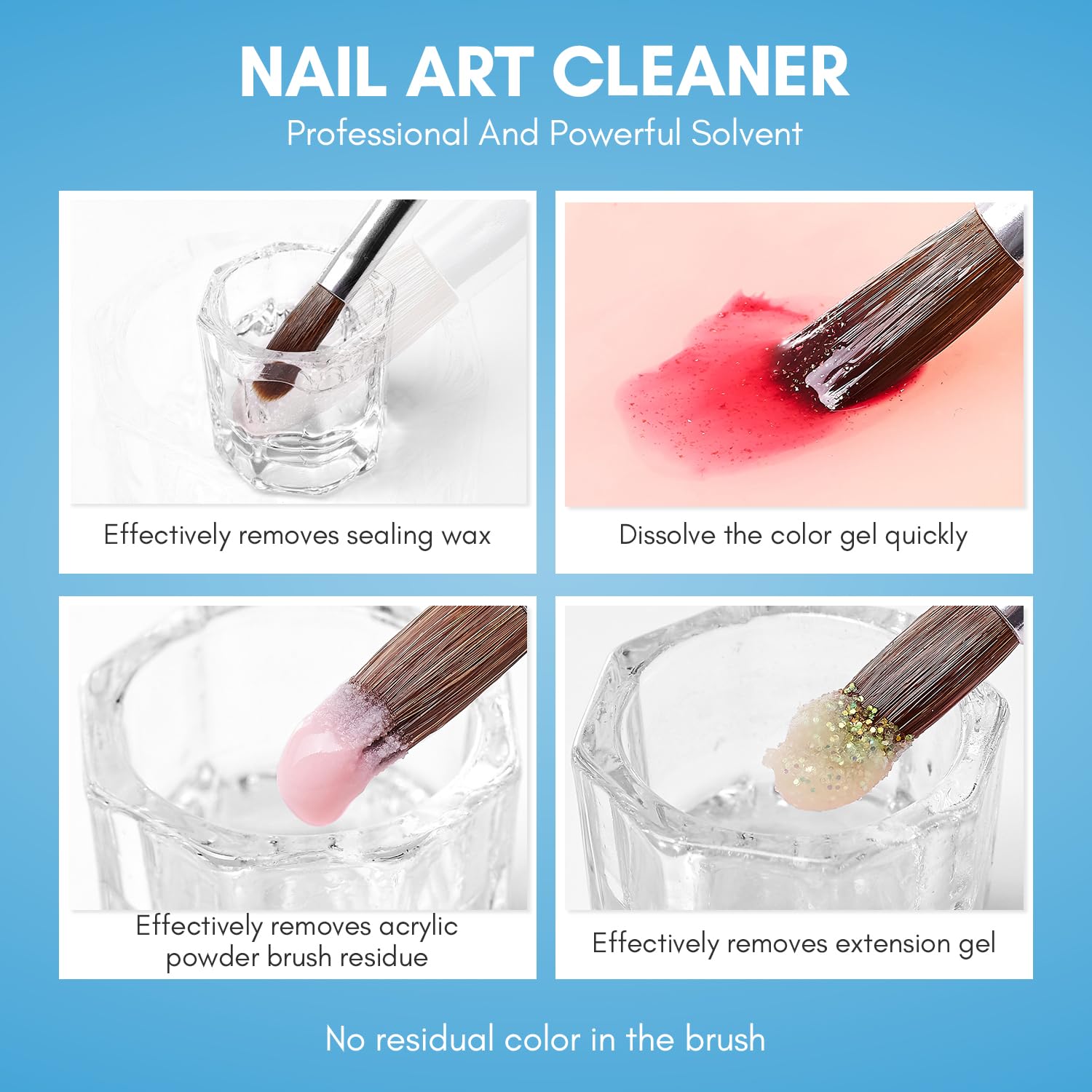 Makartt Nail Art Brushes Cleaner dispense cap ensures easy, mess-free application during cleaning sessions.