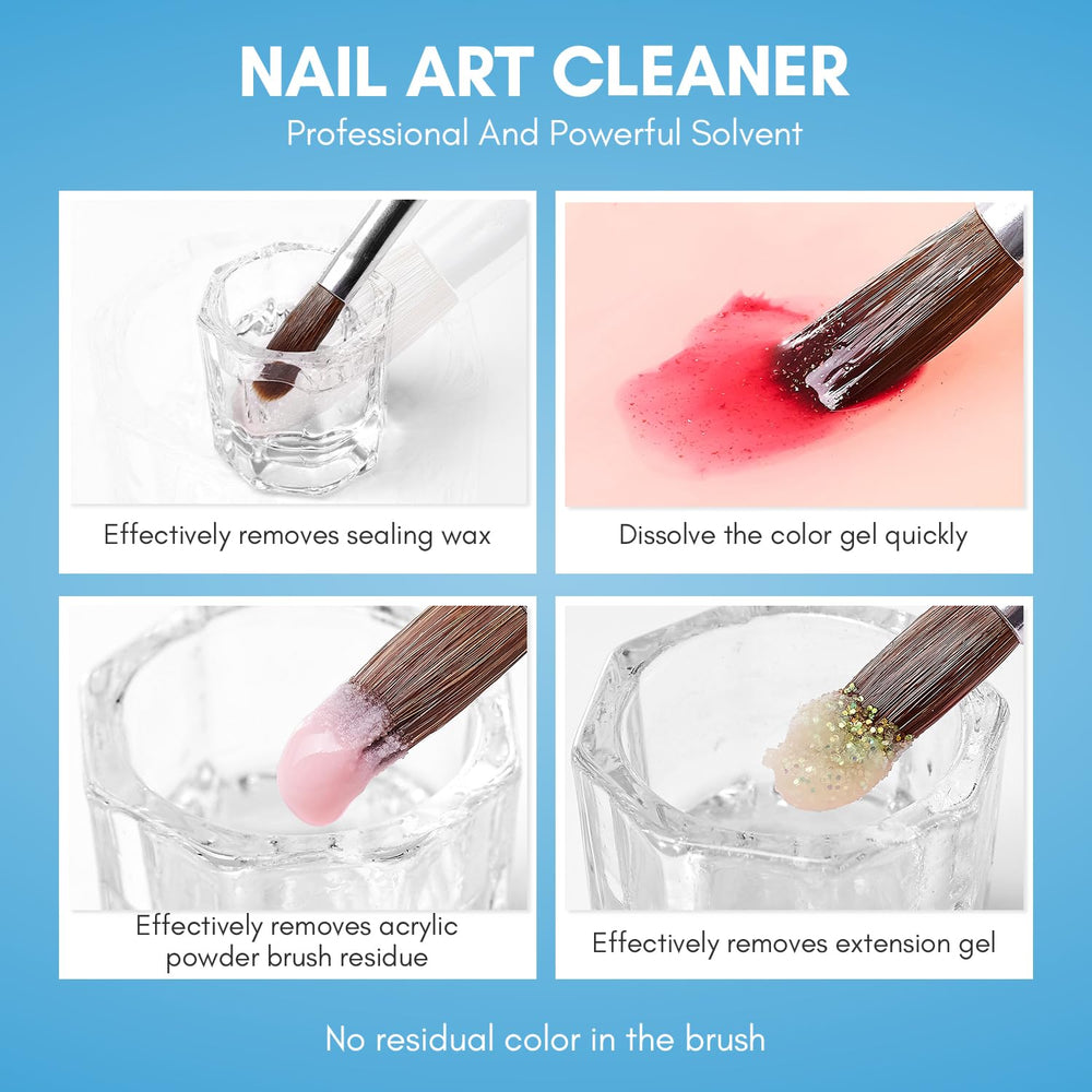 Makartt Nail Art Brushes Cleaner dispense cap ensures easy, mess-free application during cleaning sessions.