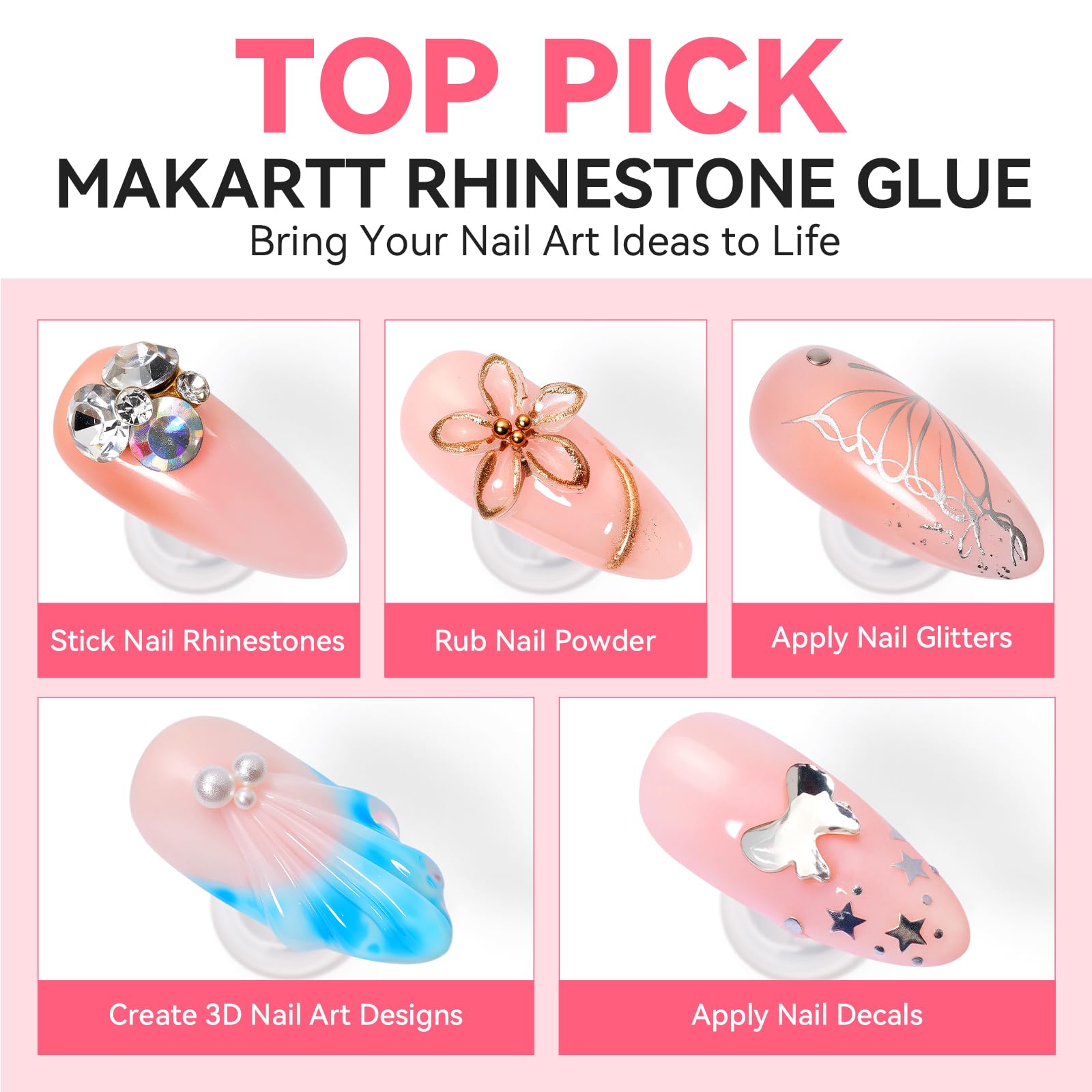Makartt Glue compatible with gel, poly gel, acrylic, and charms