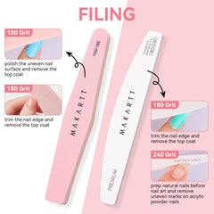 Makartt buffer 100/180 grit creates a smooth nail surface before polish.