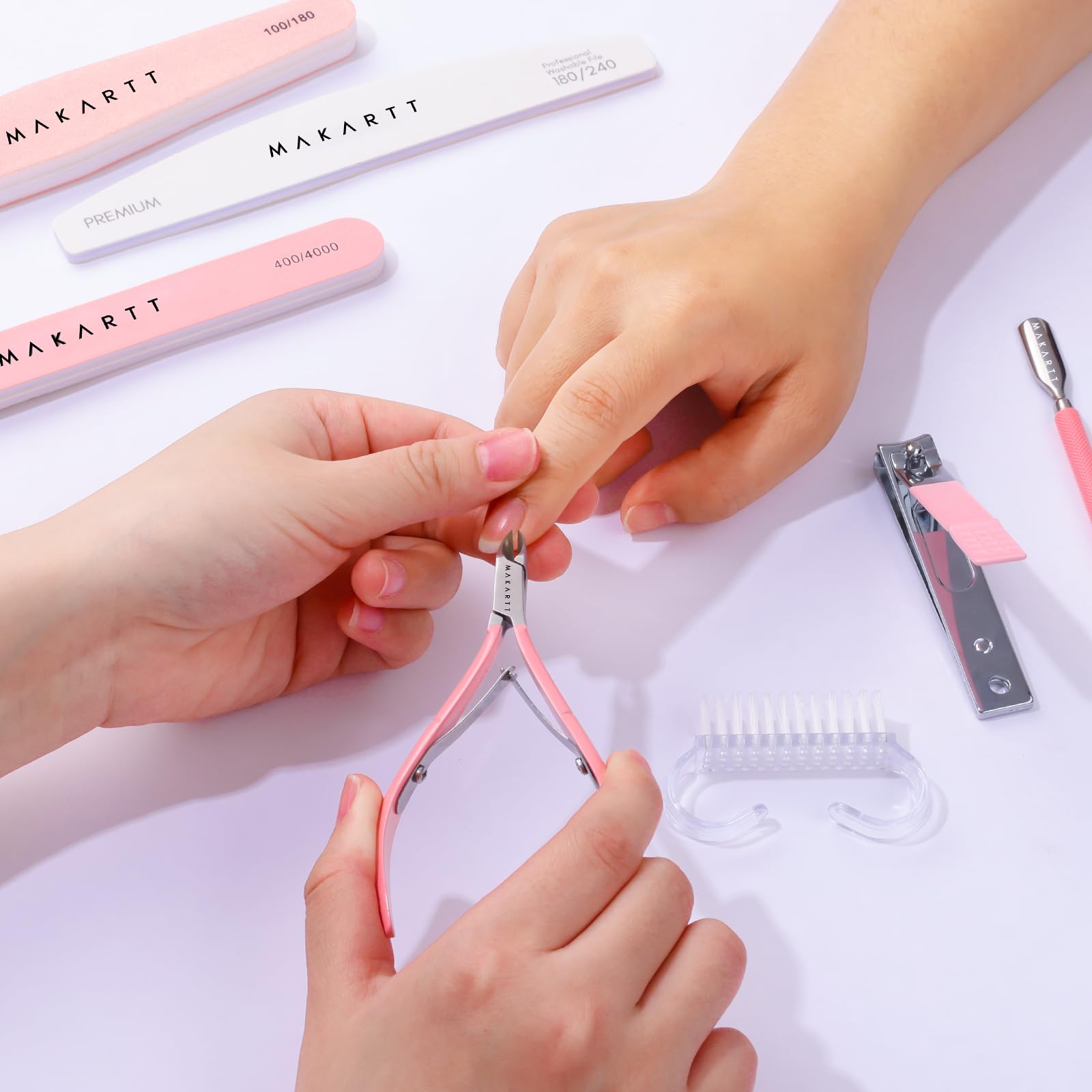 Makartt mini brush aids cleaning during manicure grooming.