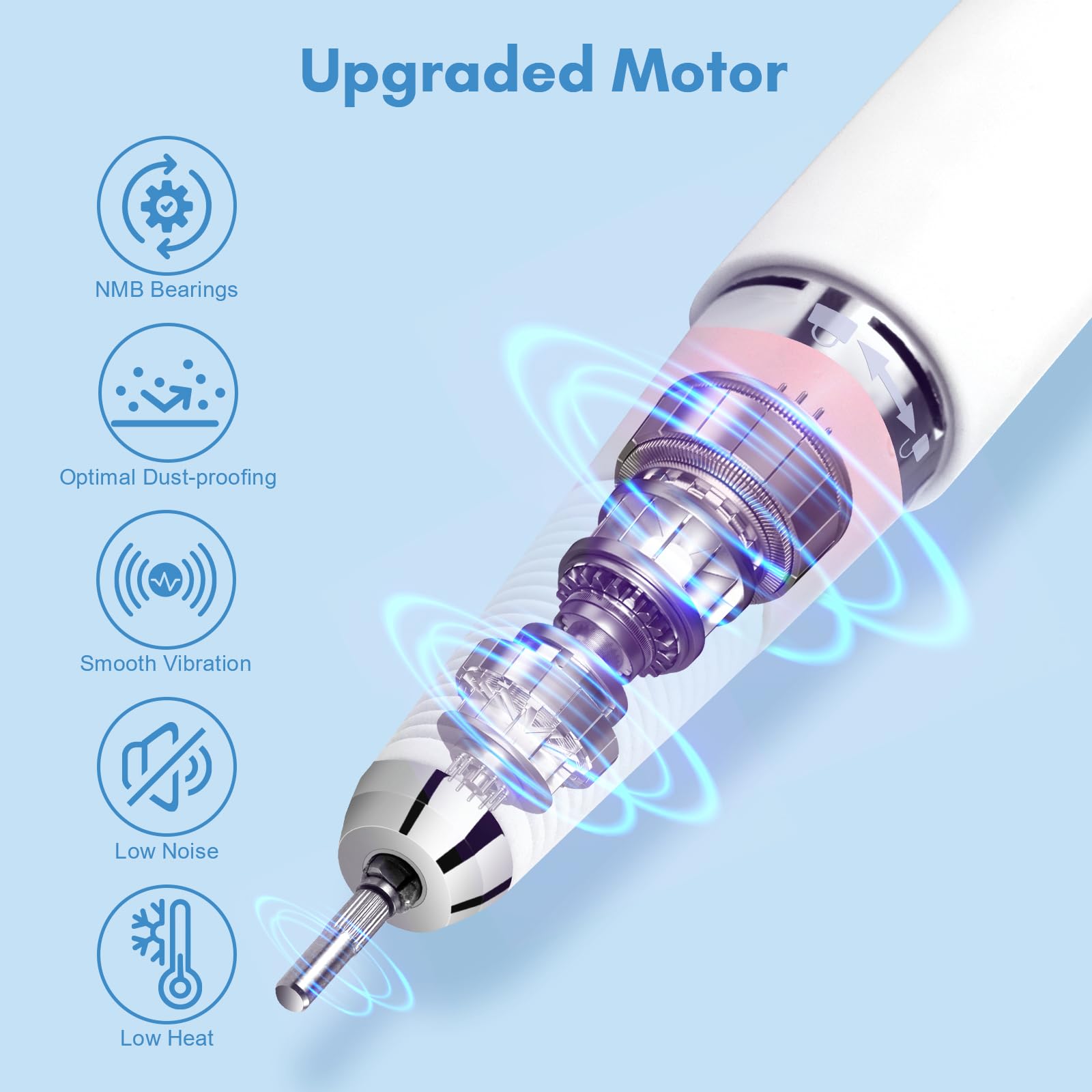 Makartt nail drill 30000rpm in action for fast shaping and smoothing