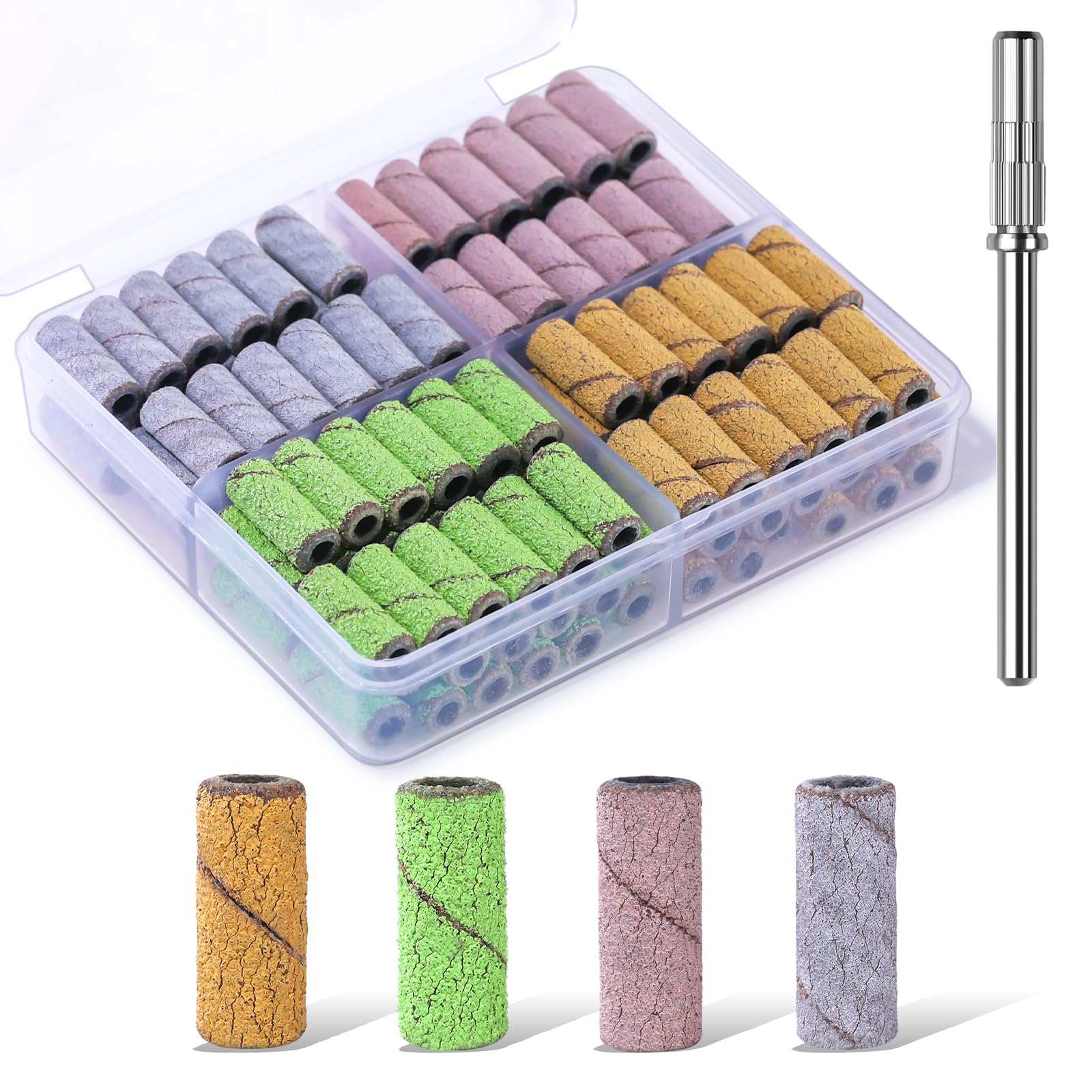 Makartt nail drill bands with mandrel provide secure attachment for precise shaping.