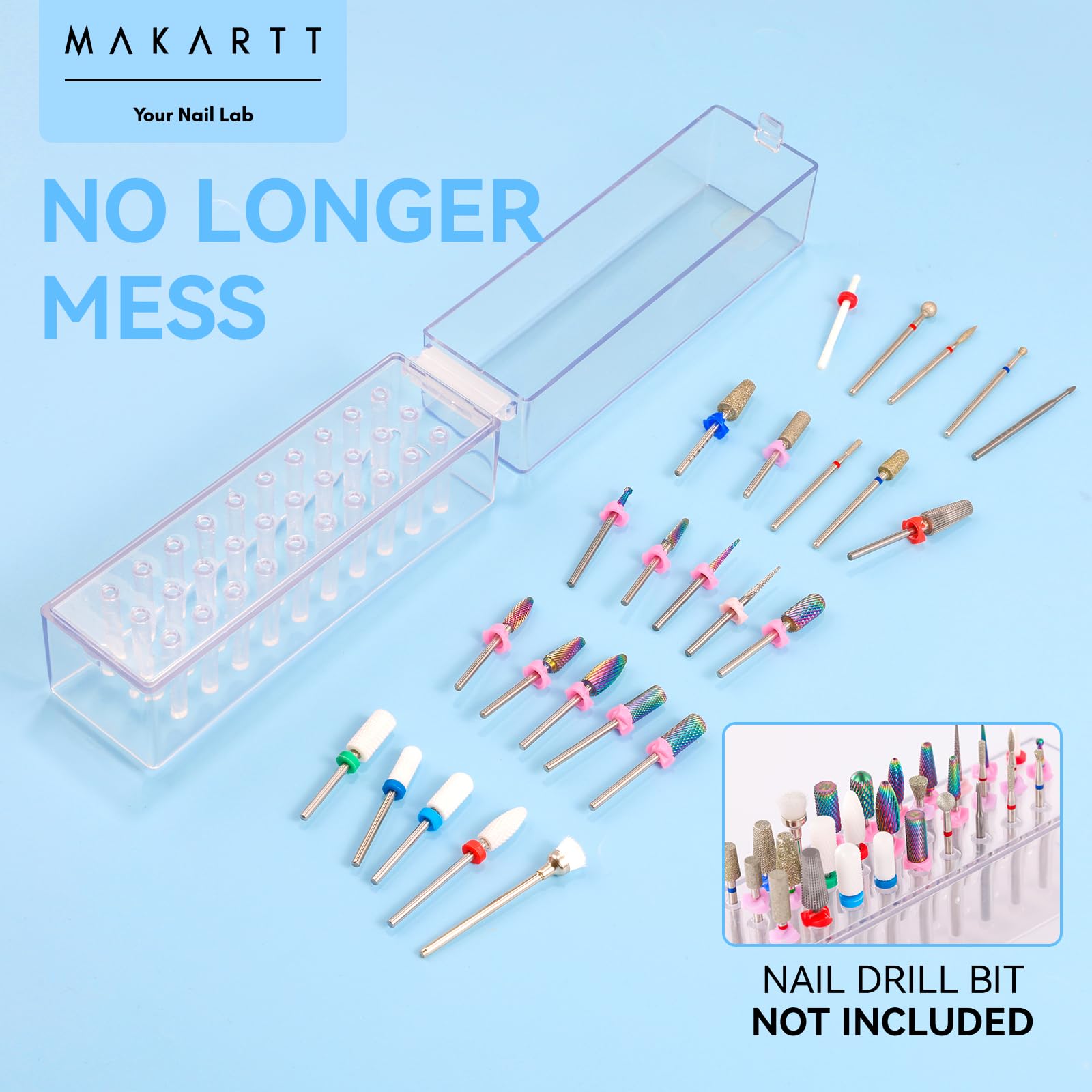 Makartt nail drill bits holder dustproof cover protects bits during use