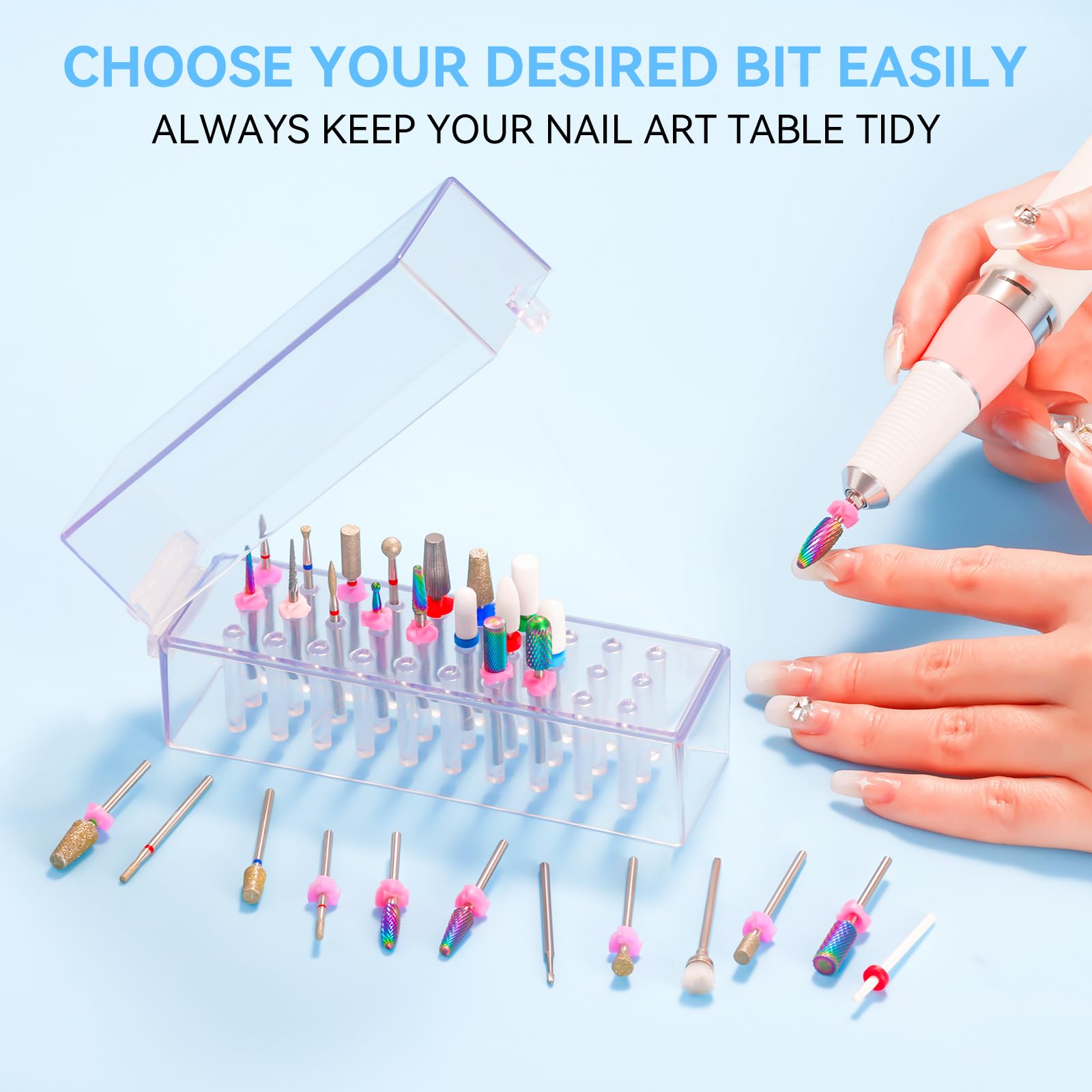 Makartt nail drill bits holder lightweight case easy to carry on the go