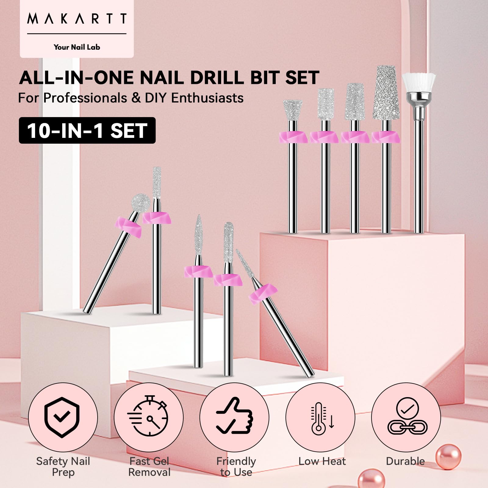 Makartt Nail Drill Bits safety cono inverted bit for precise edging work