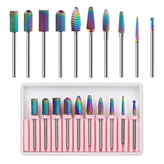 Makartt nail drill bits set flatlay for precise shaping and smoothing.
