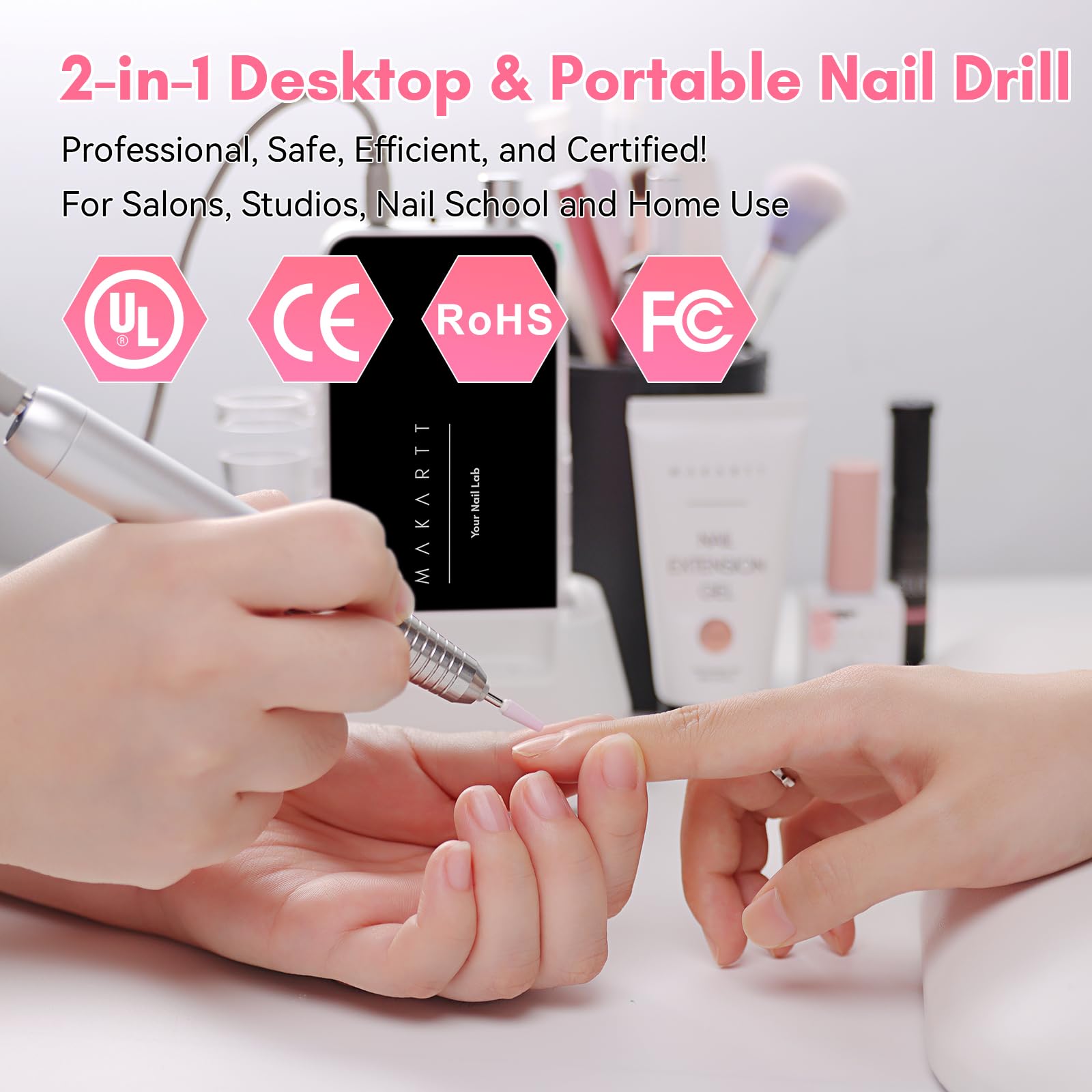 Makartt Nail Drill portable-use supports salon or home on the go