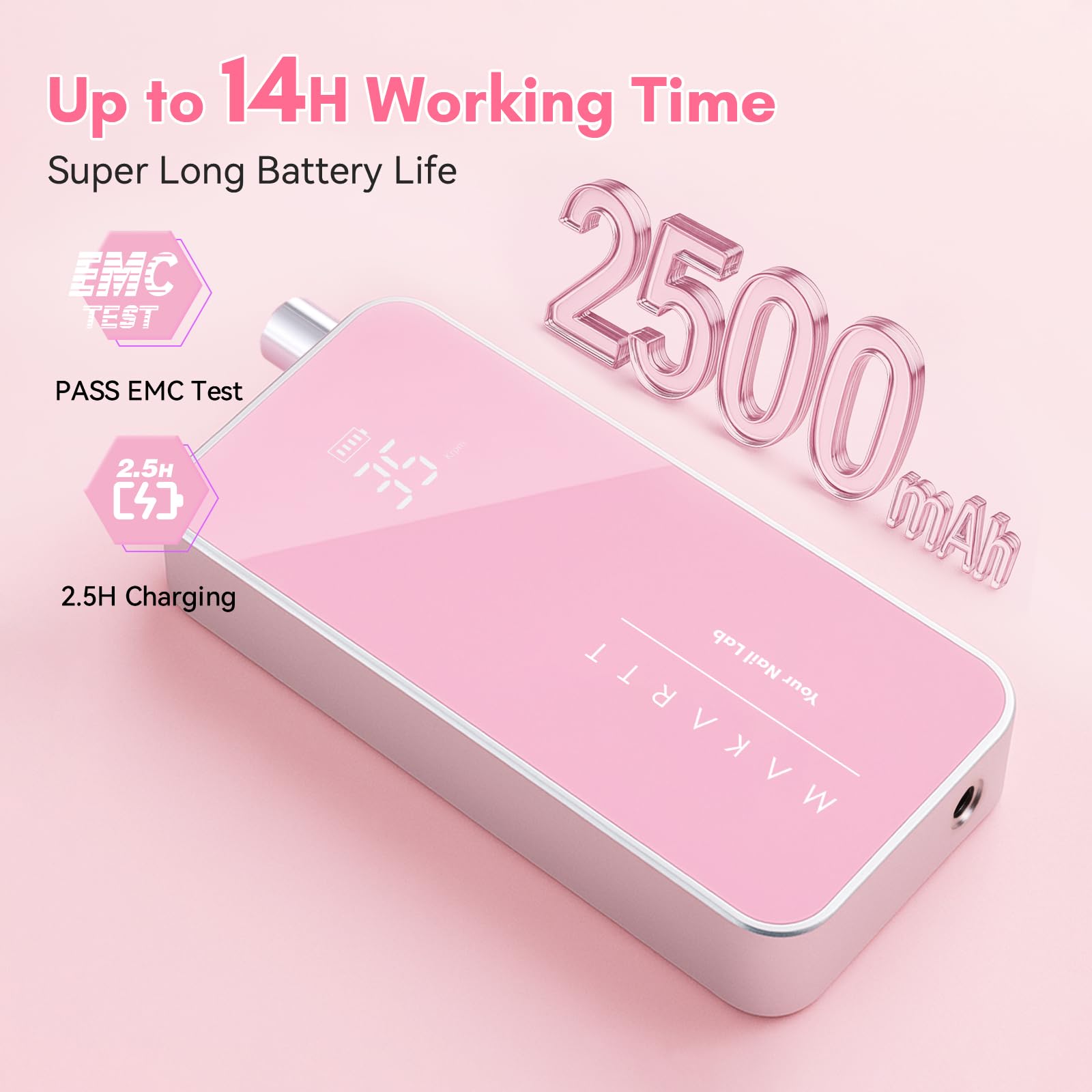 Makartt Nail Drill Professional LCD display shows real-time RPM for precise control.
