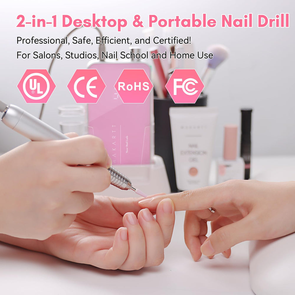 Makartt Nail Drill Professional portable-travel use highlights compact, travel-friendly appeal.