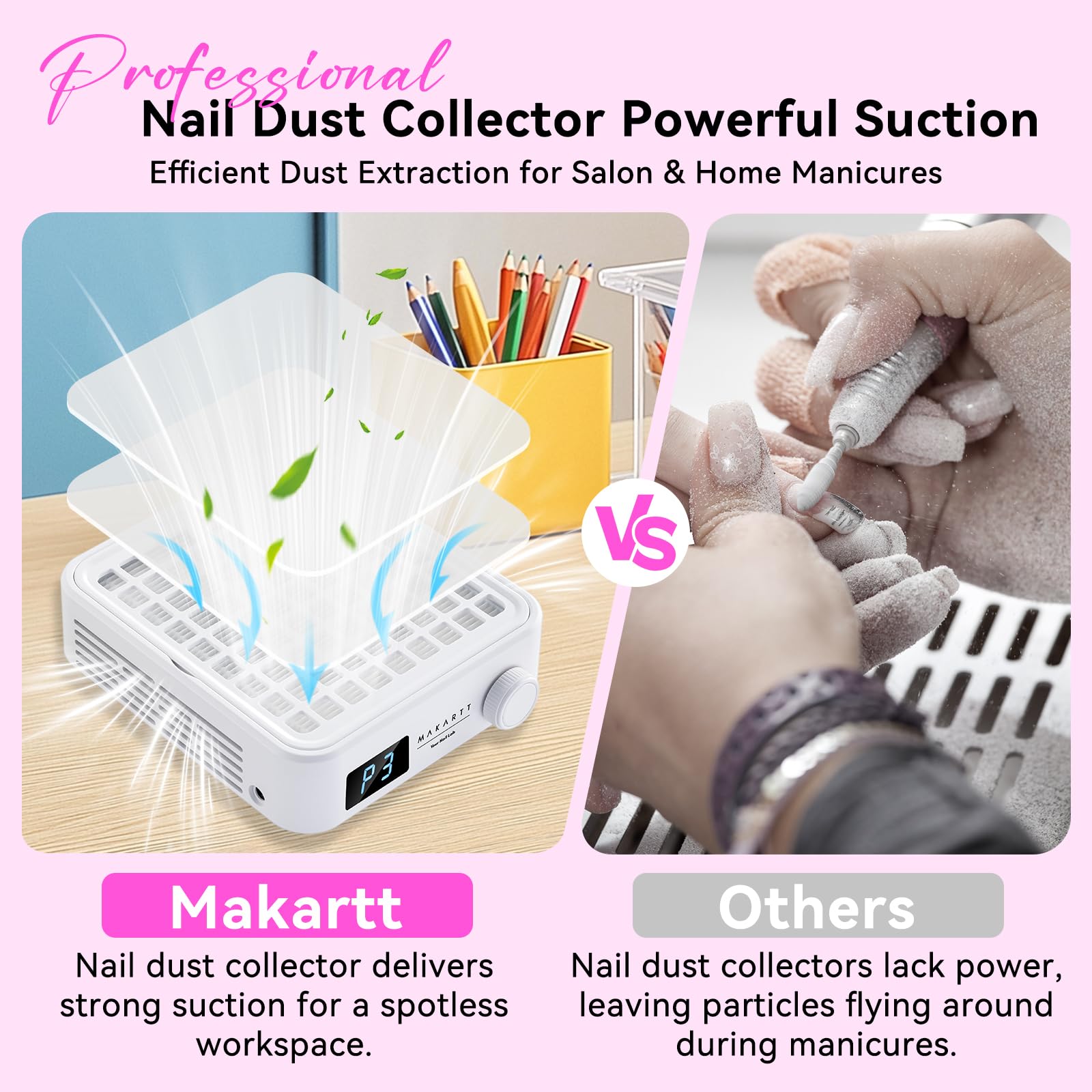 Makartt nail dust collector compact design saves desk space.