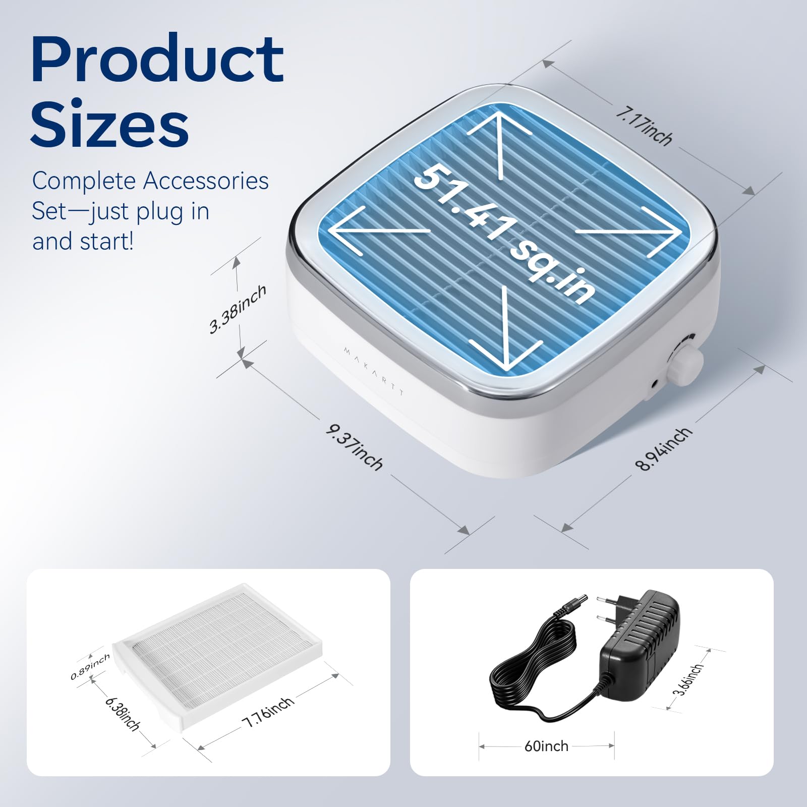 Makartt Nail Dust Collector compact design fits small studios and home desks