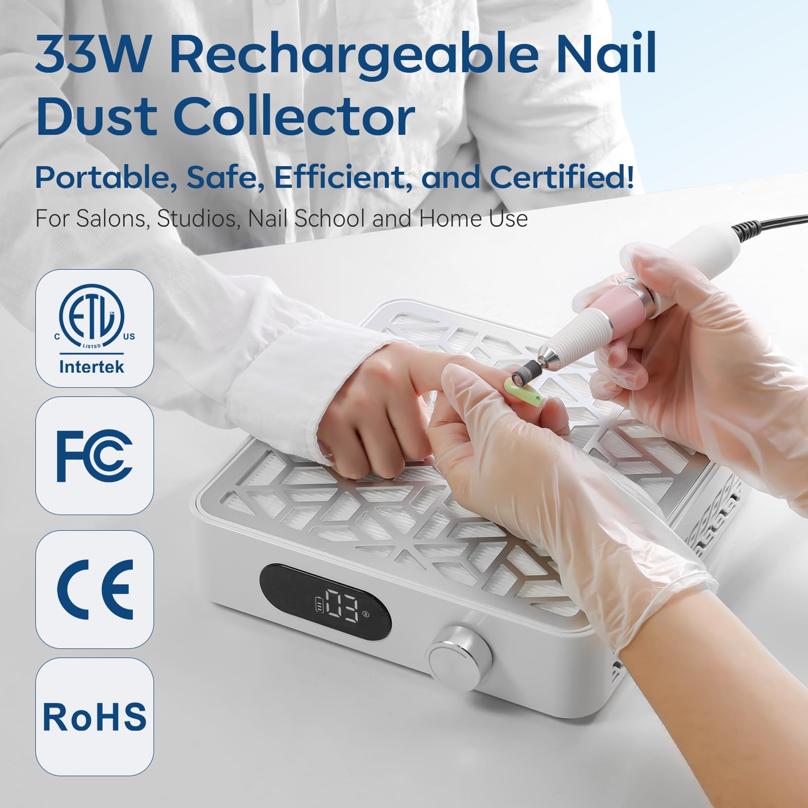 Makartt Nail Dust Collector compact design fits small stations and mobile setups.