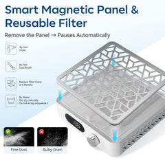 Makartt Nail Dust Collector reusable filter makes cleaning quick and economical.