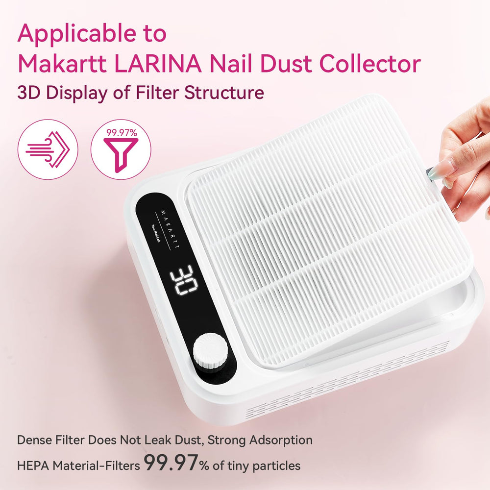Makartt filter in use inside Larina dust collector capturing dust.