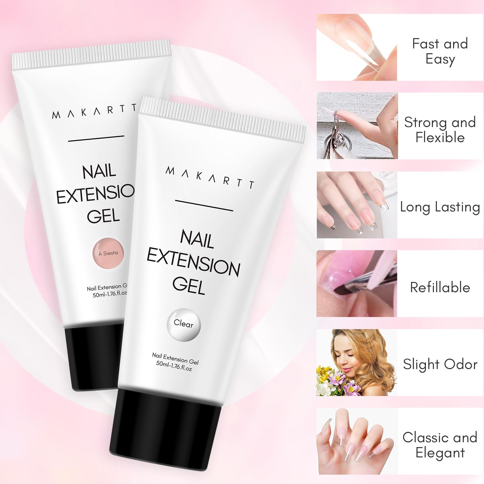 Makartt nail extension 3D sculpting closeup shows durable structure and shape.