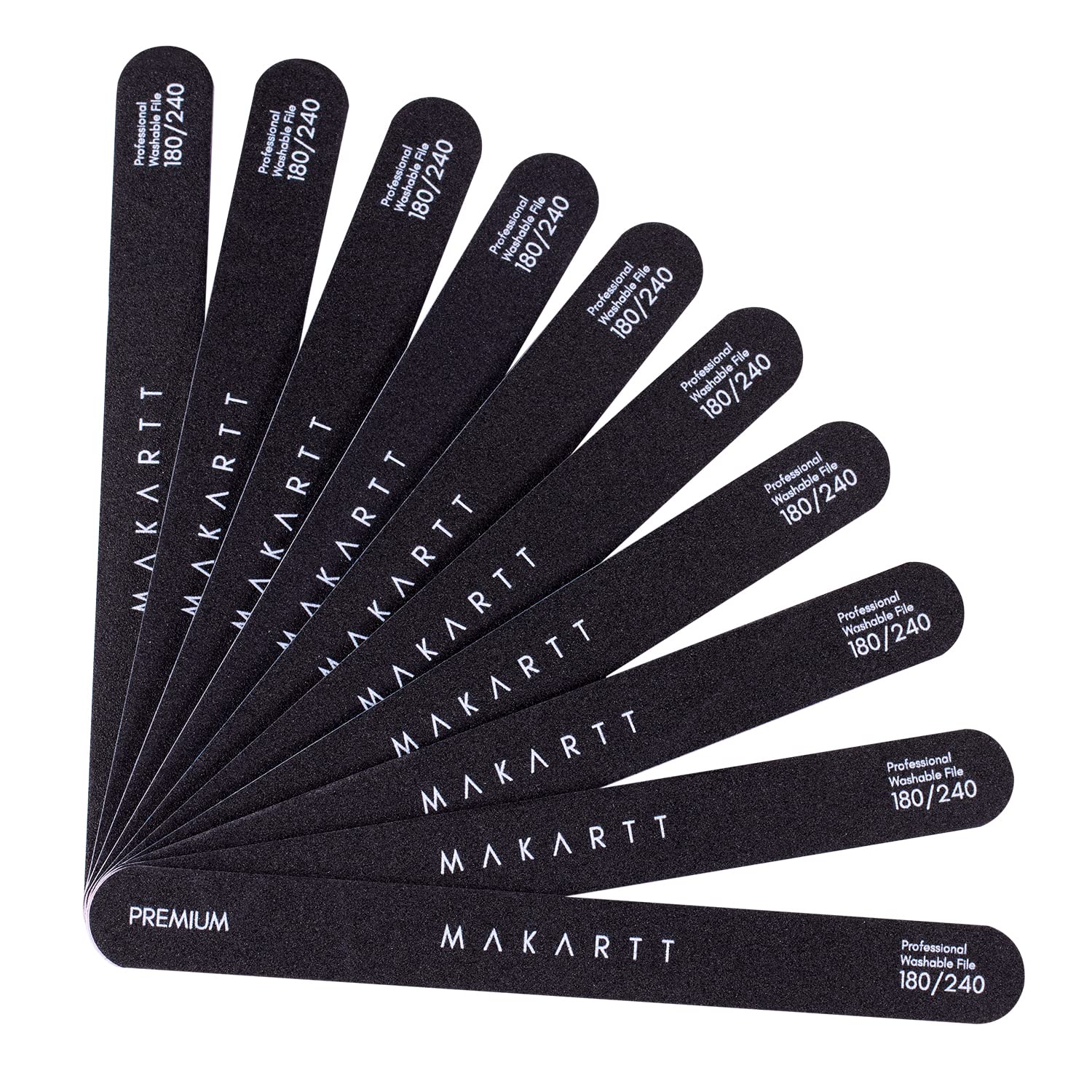 Makartt nail file 180 grit edge shaping for precise nail contours and controlled shaping.