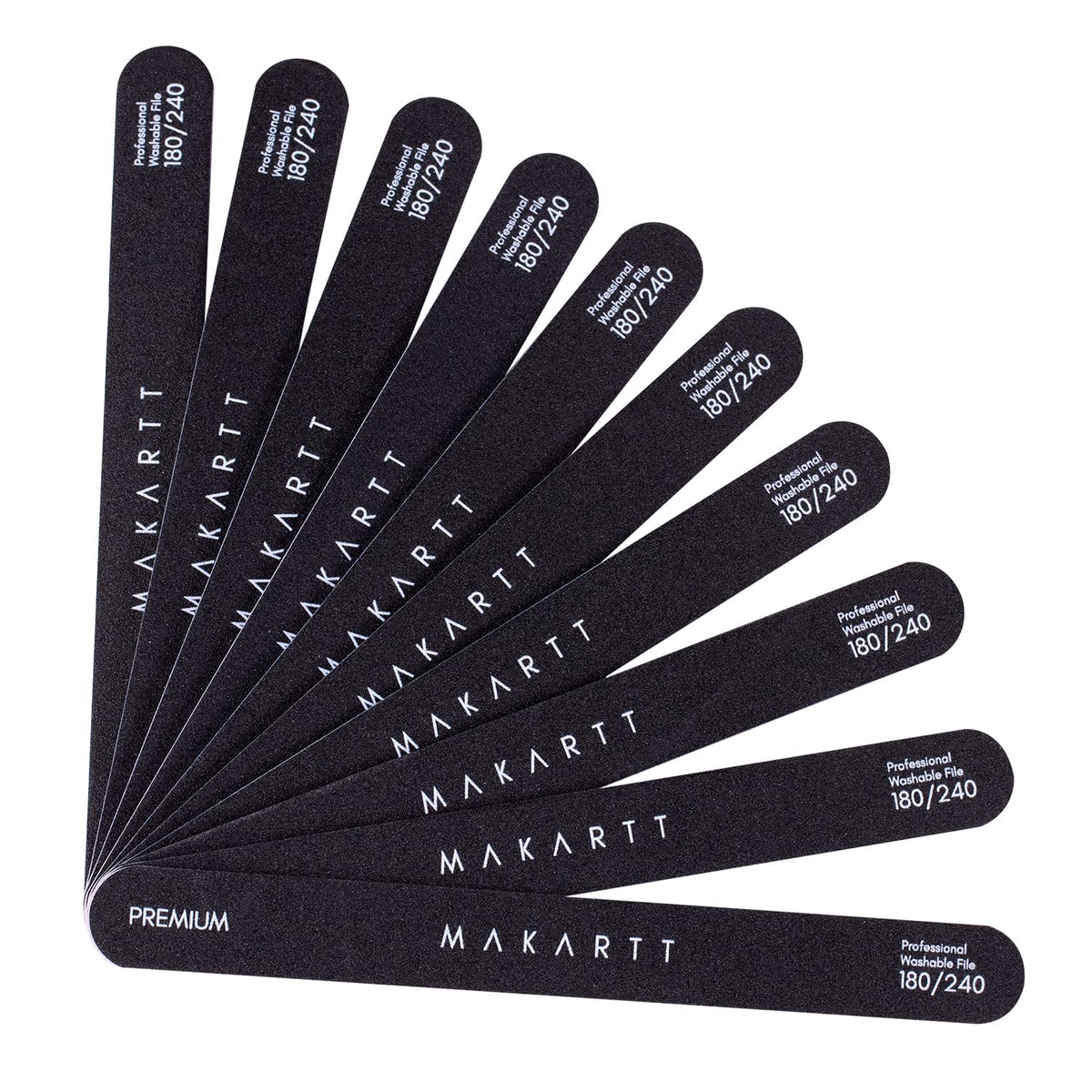 Makartt nail file 180 grit edge shaping for precise nail contours and controlled shaping.