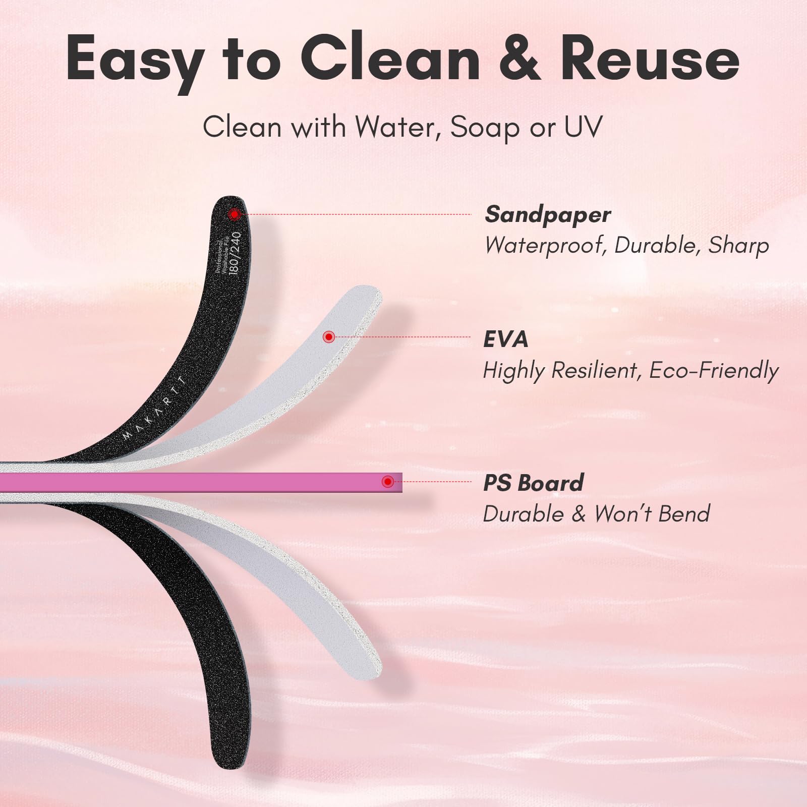 Makartt nail file removes acrylic or gel smoothly with gentle efficiency.