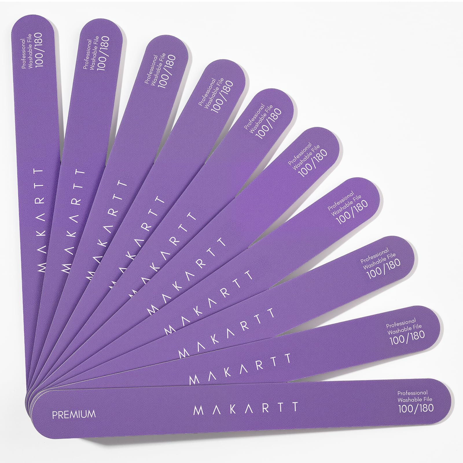 Makartt 10-pcs-pack image features compact emery boards ready for daily pedicure.