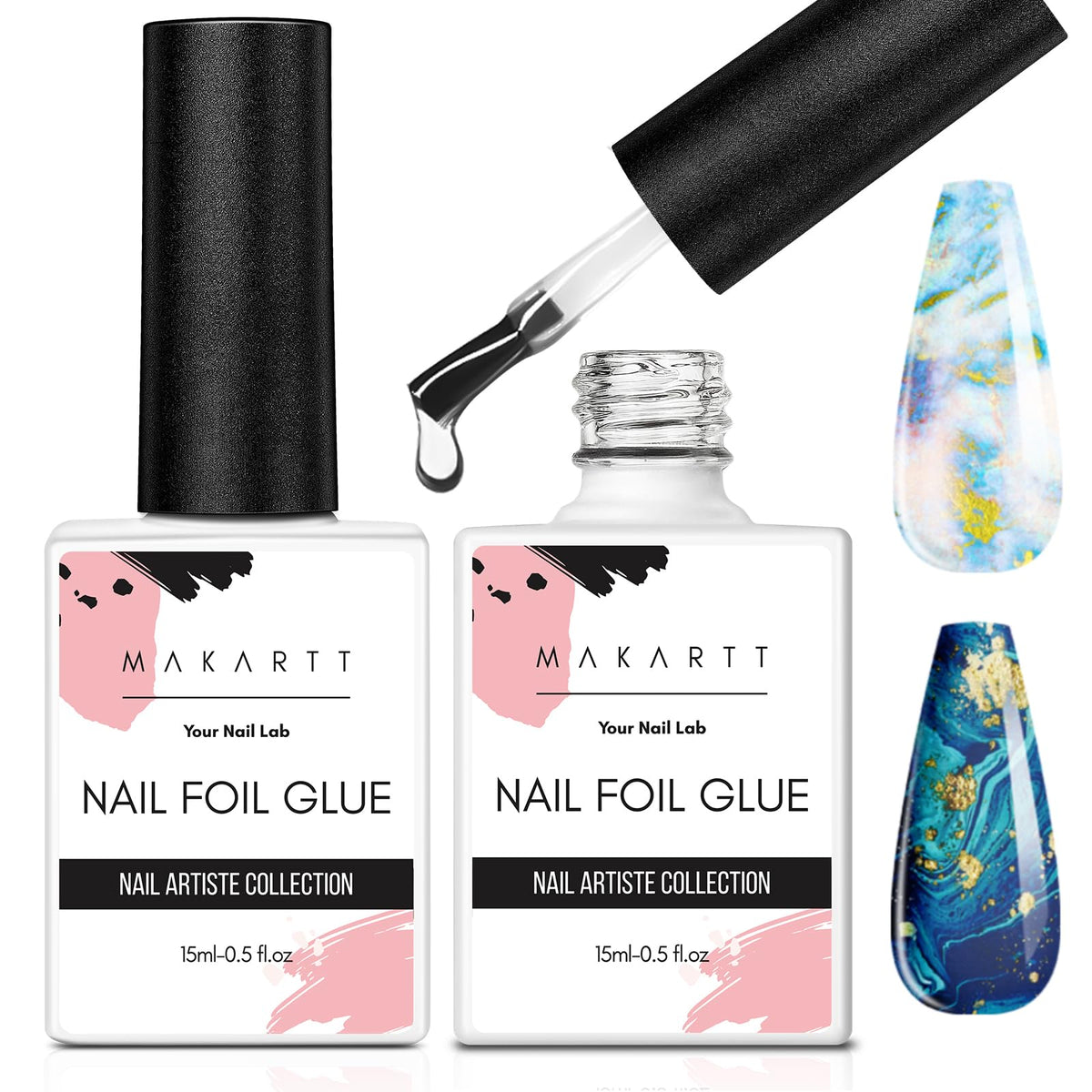 Makartt nail foil glue gel bottle close-up for durable foil transfer