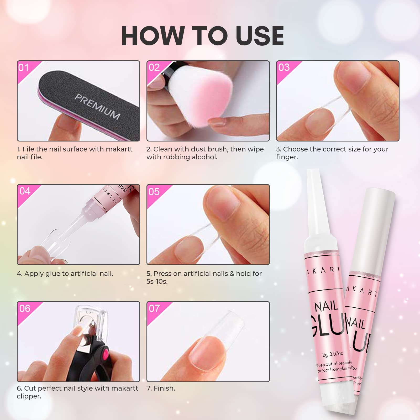 Makartt quick bond nail glue bottle captured during a nail art session.