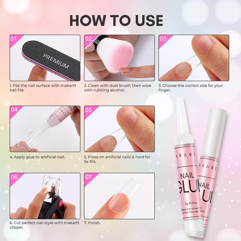 Makartt quick bond nail glue bottle captured during a nail art session.