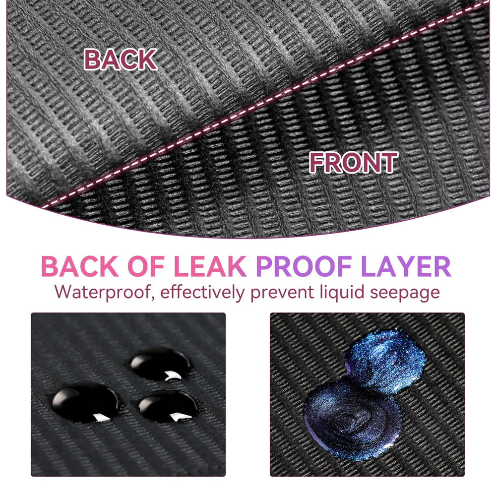 Makartt nail mats back waterproof layer keeps surfaces clean during mani-pedi routines.
