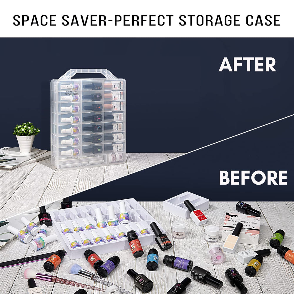 Makartt Nail Polish Organizer dust-free clear design lets you see bottles easily