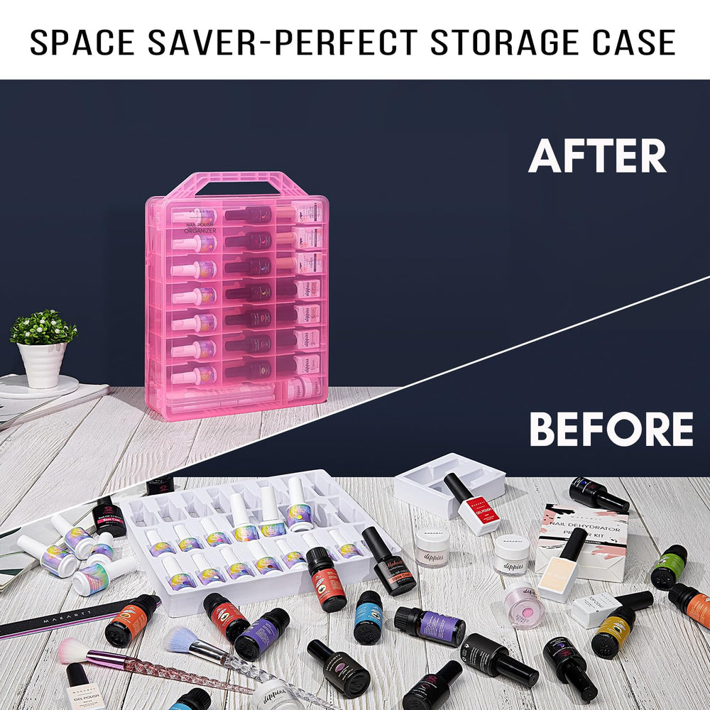 Makartt Nail Polish Organizer portable case is travel-friendly for on-the-go manicures.
