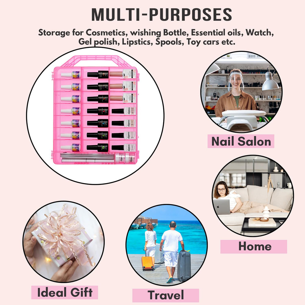 Makartt Nail Polish Organizer vanity setup keeps polishes organized and accessible.