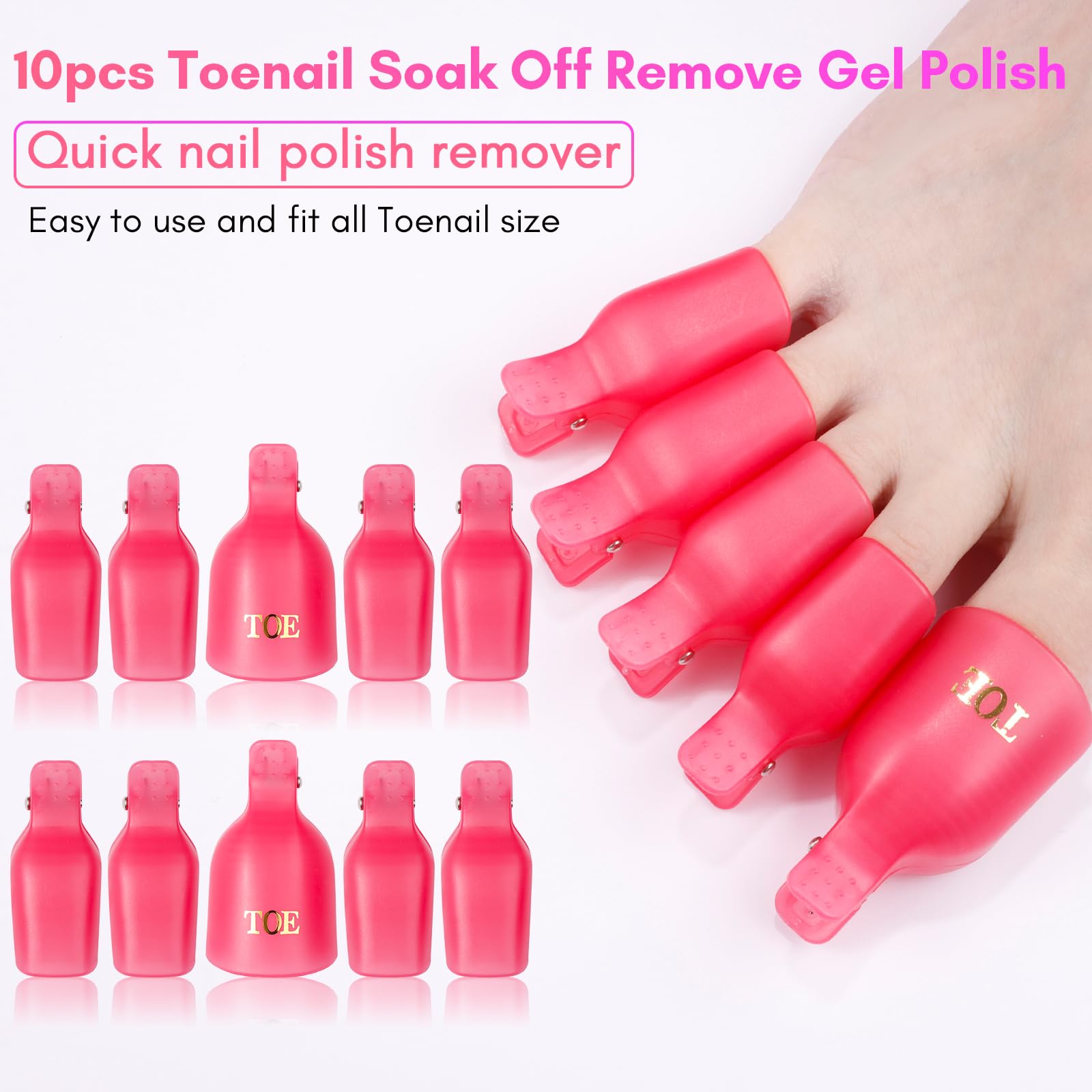 Makartt nail polish remover kit rose finger clips securely hold acetone pads for clean removal.