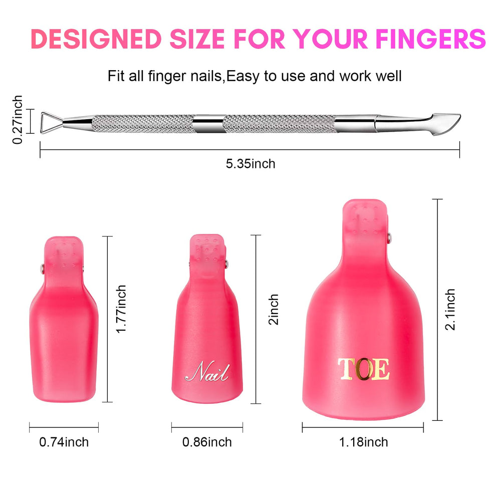 Makartt nail polish remover kit rose in-use finger clips show mess-free polish removal.
