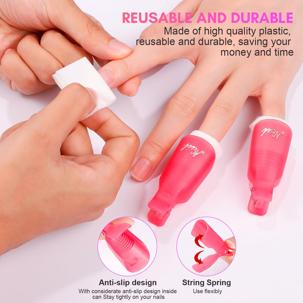 Makartt nail polish remover kit rose in-use toe clips enable quick polish removal.