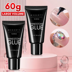 Makartt Nail Rhinestone Glue 60ml closeup texture highlights smooth gel for gems.