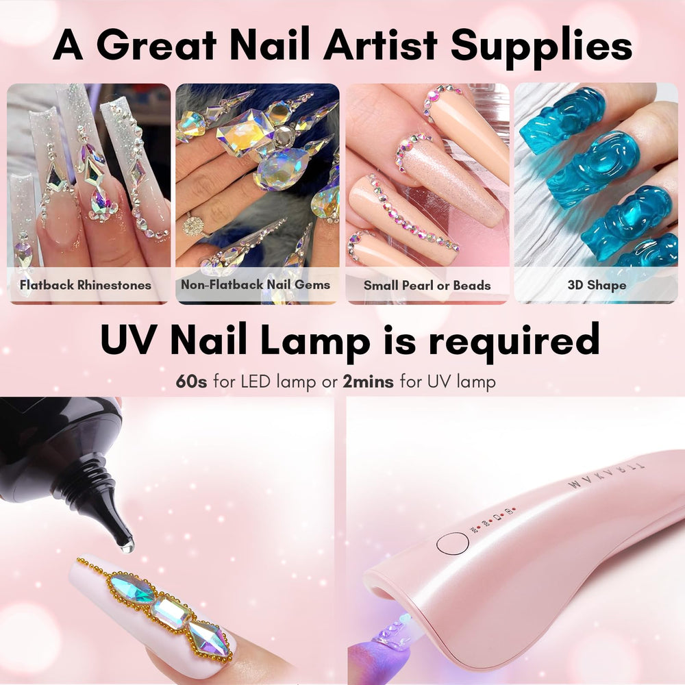 Makartt Nail Rhinestone Glue 60ml fast dry highlights quick curing.