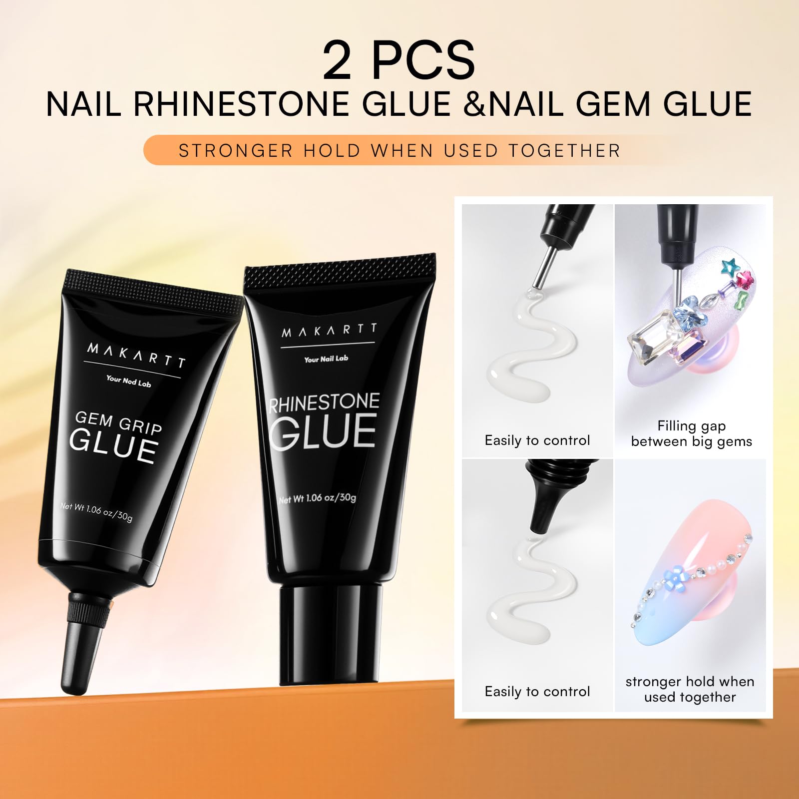 Makartt glue gel with fine needle demonstrates accurate 3D nail art