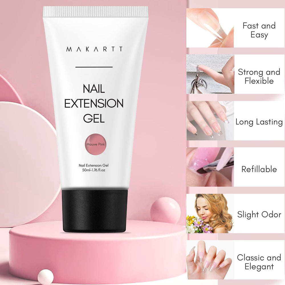 Makartt Poly Nail Gel DIY manicure setup with tools for home salon use