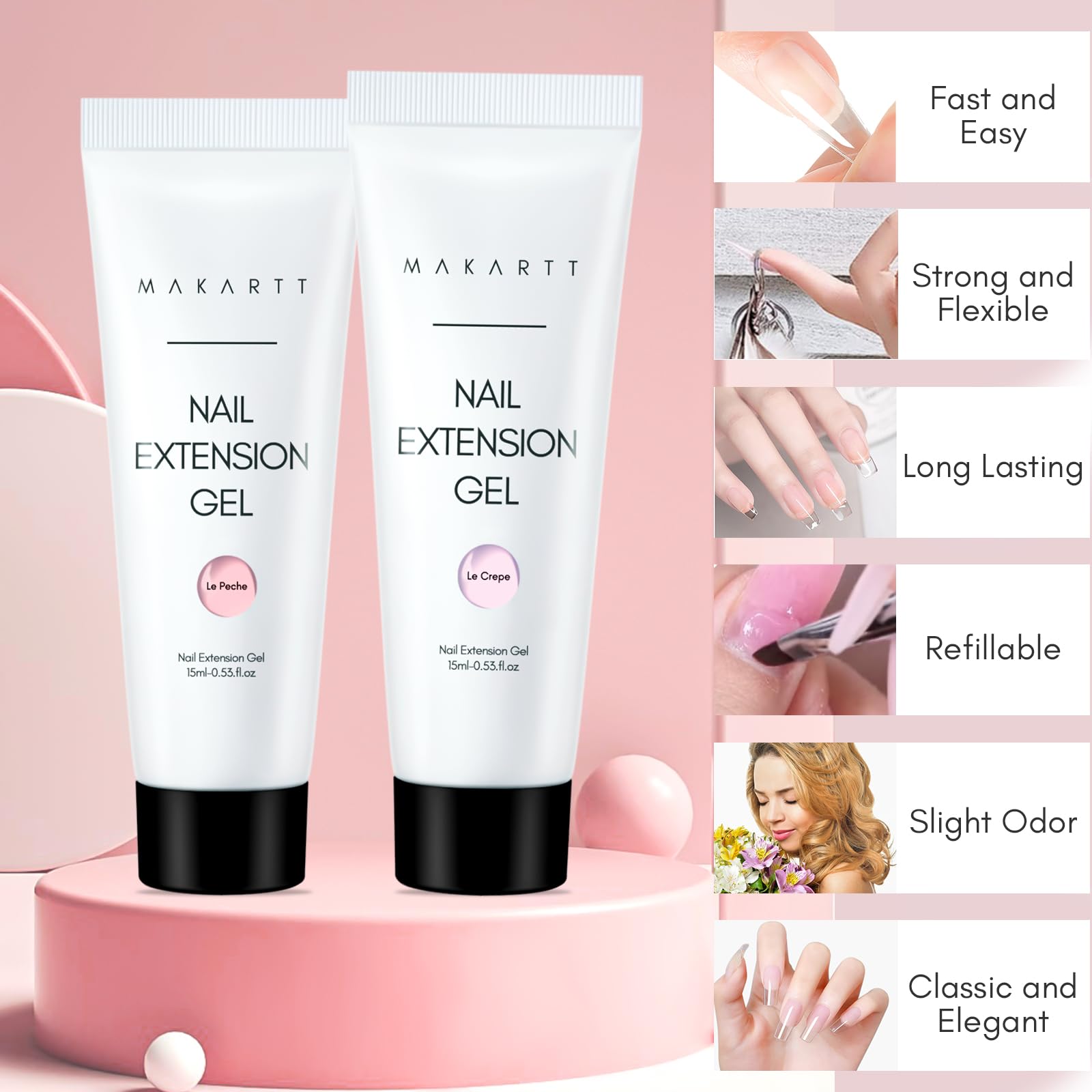 Makartt poly nail gel kit includes tips for removal and curing guidance