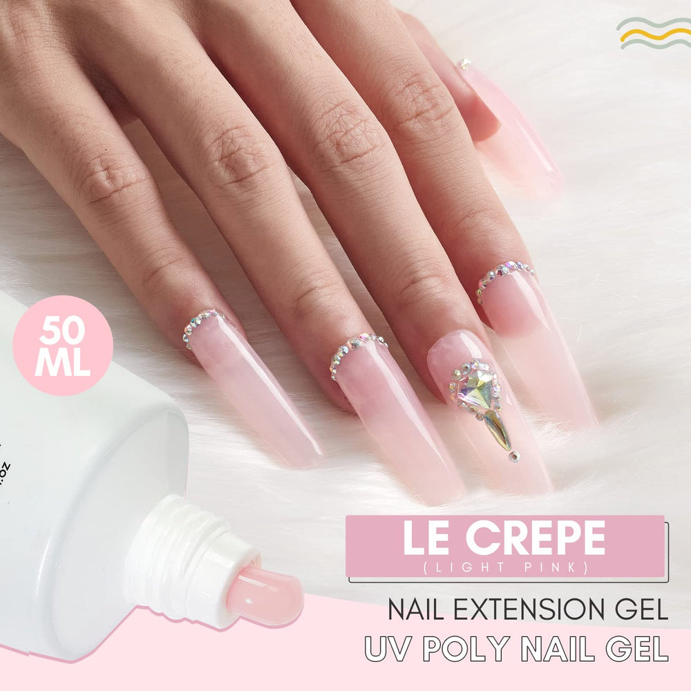 Makartt Poly Nail Gel light pink application stroke highlights precise control for sculpting nails.