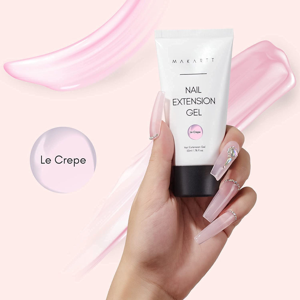 Makartt Poly Nail Gel light pink swatch reveals natural pink shade for encapsulated or glitter designs.