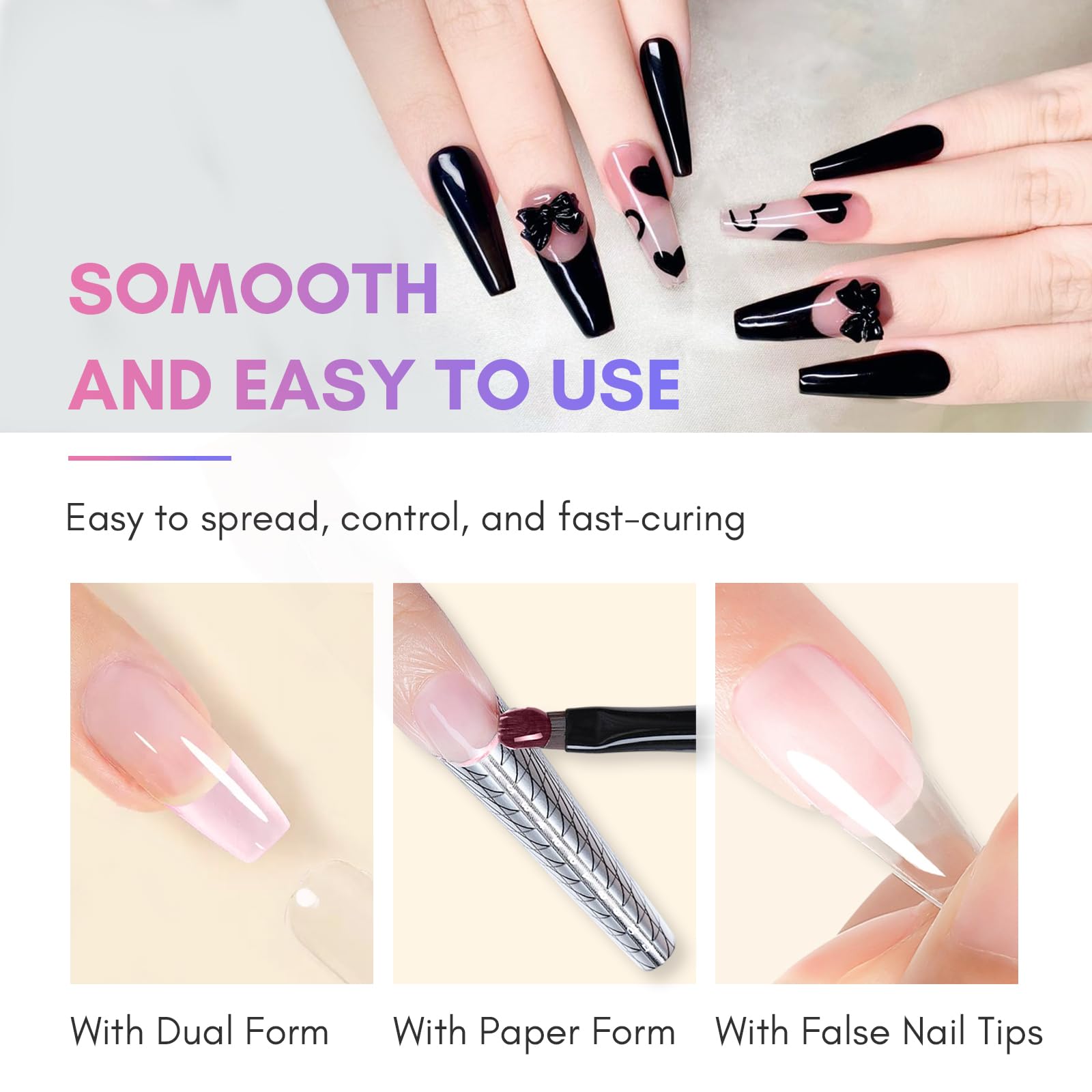 Makartt Poly Nail Gel Set application spread shows easy sculpting