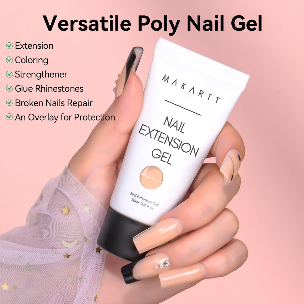 Makartt poly nail gel set dual-forms and slip solution simplify sculpting.