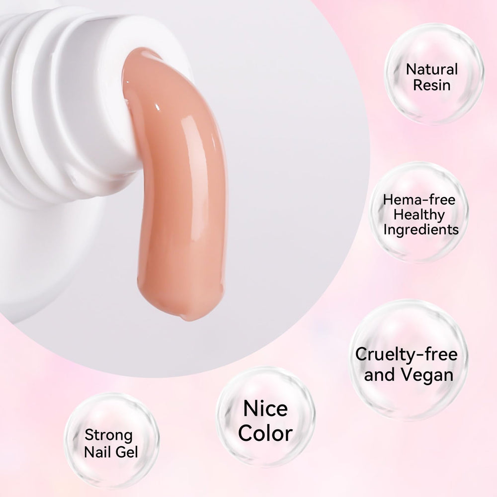 Makartt poly nail gel set durable nude-brown colors for long wear.