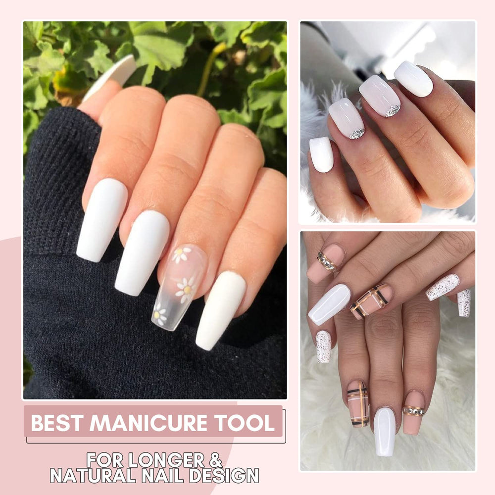 Makartt Poly Nail Gel White 50ML dry-flower-nails showcase delicate inlay designs.